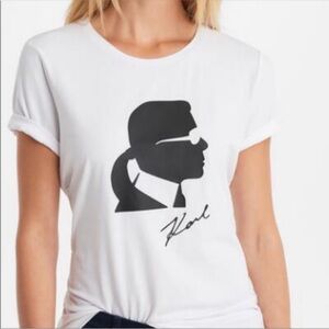 KARL LAGERFELD ‘Ikonik’ white t-Shirt graphic short sleeve shirt crewneck sz XL